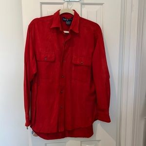 Buttery soft brick red suede tunic-length shirt by Ralph Lauren - size 10.